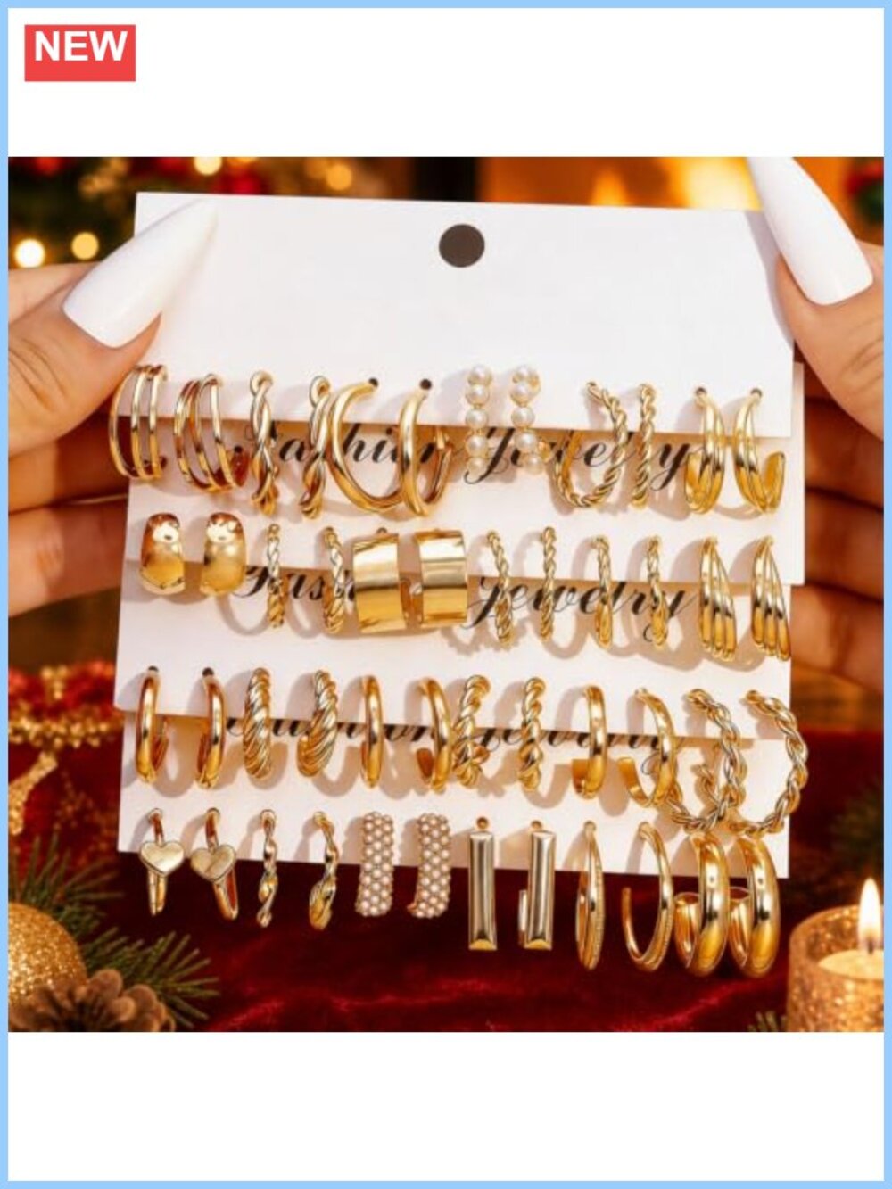 Chunky Hoop Earrings Set for Women Includes Studs Fashion Jewelry Set